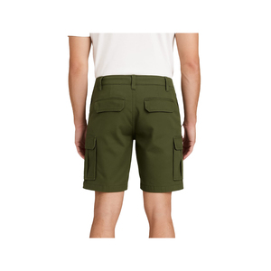 Men's Olive Green Cargo Shorts Mid Waist Button Fly Casual Bermuda Style Cotton Shorts with Side Pockets - Product Image 2