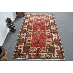 Tapis turc vintage classique 37x56ft rouge marron Patchwork Design grande surface laine Latex forme rectangulaire pour couloir chambre décor - Product Image 1