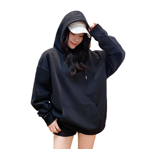 Vente en gros pull-over vierge avec logo personnalisé sweats à capuche coréens en coton épais pour femme sweats à capuche tricotés décontractés de couleur unie - Product Image 1