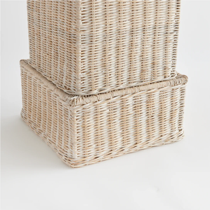 New Design Stunning White Washed Rattan Pedestal and Footed Bowl - Product Image 4