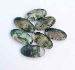 Pierre précieuse en vrac de Cabochon ovale d'agate de mousse verte naturelle pour la fabrication de bijoux - Product Image 5