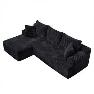 Canapé sectionnel <span class=keywords><strong>sans</strong></span> <span class=keywords><strong>cadre</strong></span> ni structure en ossature, noir, 96 pouces, en forme de L avec chaise longue gauche, compressé sous vide, pour salon et appartement - Product Image 1