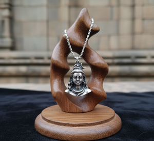 Collar de cadena de eslabones de rodio de plata 925, colgante chapado en oro hindú de Shiva, uso diario para hombres y mujeres, regalo espiritual - Product Image 1