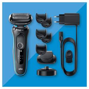 Rasoir électrique étanche IPX7 avec 3 lames rotatives flexibles et tondeuse à barbe, rasoir lavable et ensemble de brosse de nettoyage - Product Image 1