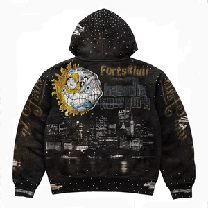 Sweat à capuche pour homme personnalisé avec fermeture éclair, paillettes de pierres précieuses, imprimé brodé délavé au soleil, vintage, délavé à l'acide, strass en diamant - Product Image 4