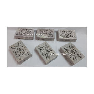 Forme rectangulaire sculpture florale stéatite boîte à bijoux le meilleur sculpté Design moderne bon brillant poli pour les cadeaux d'entreprise - Product Image 2
