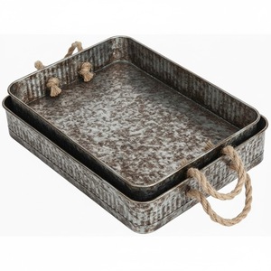 Plateau de service classique en métal galvanisé avec poignée, qualité commerciale, compatible lave-vaisselle, cuivre antique pour la maison et l'hôtellerie - Product Image 5