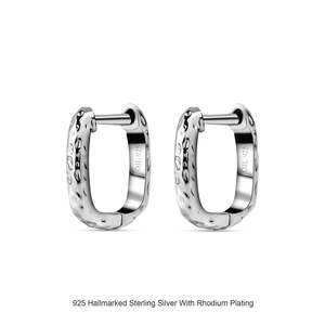 Women's 925 Silver <b>Huggie</b> Hammered Fashion Earrings - Product Image 5