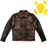Veste de camionneur en cuir de moto noir pour hommes en peau de vache véritable CE blindé niveau 2 Protection veste de camionneur en cuir d'équitation