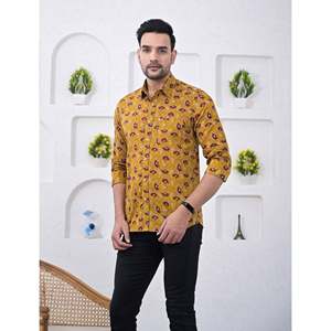 Chemise décontractée pour homme à manches longues en coton imprimé, motif floral, taille XL, 100 % respirante, tissu popeline/Oxford, offre ODM - Product Image 4