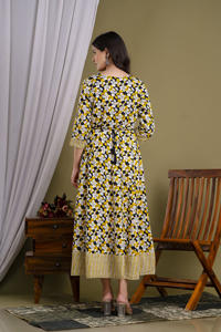 Vestido largo de calidad superior, bordado de secuencia, trabajo lateral, telar manual Dori, fabricante indio - Product Image 3