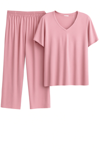 Conjunto de Camiseta y Pantalones con Cuello en V para Hombre, Transpirable, Ligero, Informal, Cómodo, Ropa de Estar en Casa - Product Image 4