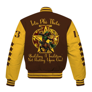 Iota Phi Theta Fraternity 1963 Letterman Jacket Brown Gold Varsity Jacket Greek Life Apparel Classic College Style Wear - Product Image 3