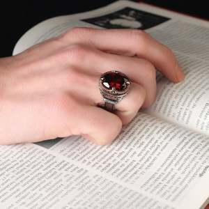 Turkish 925 Sterling Silver Men's <b>Ring</b> Ottoman Style Jewelry Natural Agate Stone <b>Fine</b> <b>Rings</b> Azuris VALKH1244 - Product Image 3