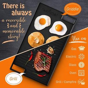 <span class=keywords><strong>Plaque</strong></span> de cuisson réversible en <span class=keywords><strong>fonte</strong></span> pré-assaisonnée de 4,3 kg, essentielle pour les amateurs de <span class=keywords><strong>barbecue</strong></span>, idéale pour le camping en plein air - Product Image 3