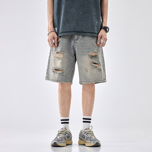 2025กางเกงเดนิมผู้ชายผ้าฝ้าย100% เฮฟวี่เวทขาตรงทรงหลวมมีซิปปักกระดุมฤดูร้อนสีเข้ม - Product Image 6