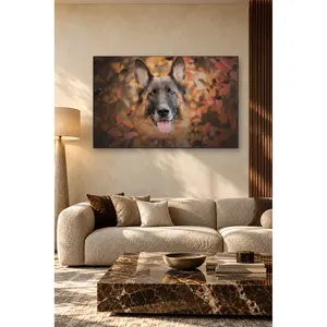 Impression sur toile de Fida, berger allemand parmi les feuilles d'automne - Product Image 1
