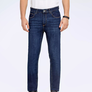 Pantalones vaqueros de hombre desgastados personalizados de alta calidad con bolsillos, pantalones vaqueros azules con logotipo personalizado OEM de fabricantes - Product Image 1