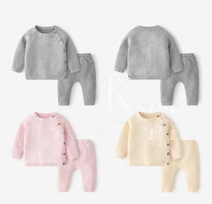 Suéter de punto súper suave unisex para bebé, color personalizado para clima frío, par de suéter y pantalones de manga larga de punto cálido - Product Image 3