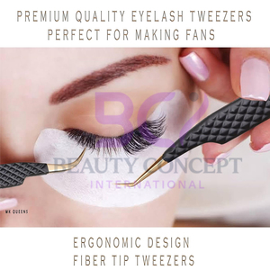 Pinzas para pestañas con punta de fibra de acero inoxidable de Color negro y dorado, Juego de 4 pinzas para extensión de pestañas de alta calidad hechas a medida - Product Image 2