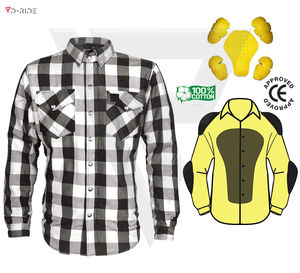 Chemise en flanelle respirante à carreaux blancs et noirs classiques avec chemise de protection homologuée CE pour la sécurité au travail, vêtements de travail OEM - Product Image 1