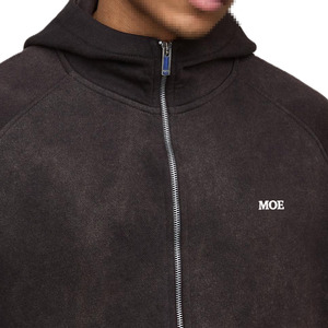 Sweat à capuche zippé pour homme en molleton de coton, coupe décontractée avec manches raglan, broderie de logo personnalisée pour marque privée OEM - Product Image 3
