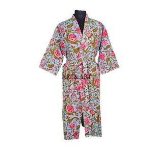 Kimono Kantha de Algodón Indio Hecho a Mano, Bata Reversible Vintage, Ecológica, Orgánica, Duradera, Transpirable, Térmica, Estampada para Verano - Product Image 1