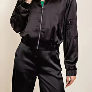 Meilleure édition de la veste en satin pour femme avec logo personnalisé doublure optimale en laine de coton col montant tricoté coupe parfaite pour l'offre hivernale - Product Image 4
