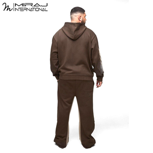 Survêtements en molleton de coton écologique de style évasé unisexe marron avec logo personnalisé, respirant, grande taille, motif uni - Product Image 2