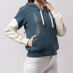 Sudadera con capucha de bloque de Color para mujer, novedad de 2024, sudaderas con cremallera a la venta - Product Image 5