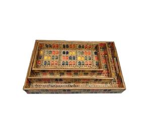 Juego de 3 bandejas de servicio de MDF de aspecto clásico con esmalte impreso personalizado té desayuno alimentos utensilios de cocina hogar Hotel Accesorios - Product Image 3