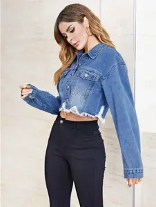 Veste en jean pour femme au design élégant et nouveau, 100% coton, matelassée, respirante, finition respirante, séchage rapide, best-seller de l'hiver - Product Image 2