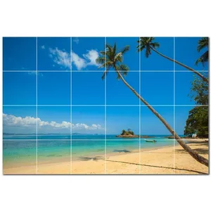 Mural de pared de azulejos de cerámica de playa PT500097. 25,5 \ "W X 17 \" H (24) 4,25 Azulejos - Product Image 1