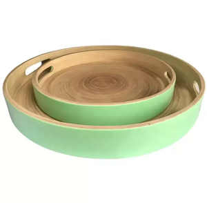 Plateau décoratif vert clair élégant pour aliments Design unique Plateau écologique en bois naturel fait maison Articles ménagers pour le petit-déjeuner - Product Image 2