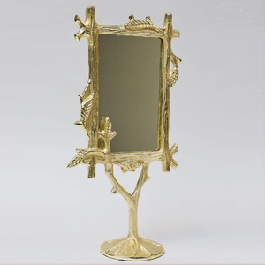 Miroir de maquillage élégant en métal poli, cadre stable, design de bureau pour la décoration de la maison et utilisation polyvalente - Product Image 3