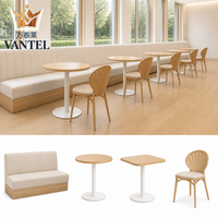 Ensemble de mobilier moderne sur mesure pour hôtel et restaurant : banquette, table à manger et chaises pour projet hôtelier et café