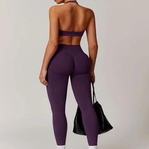 Vêtements de yoga et de fitness écologiques pour femmes en gros – Ensembles de sport 3 pièces (Survêtement et short) pour la course et la gym - Product Image 4