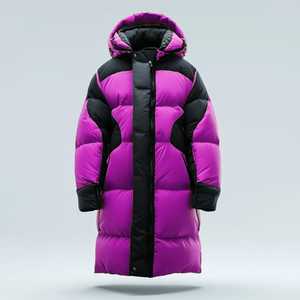 Chaqueta Larga Acolchada de Invierno, Estilo Urbano, Cortavientos, Aislante, con Cuello Alto y Logotipo Frontal - Product Image 3