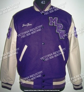 Veste varsity pour homme en tissu chenille brodé personnalisé 2024, matelassée, style streetwear, manches en cuir, matière laine/viscose - Product Image 5