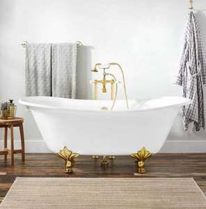 อ่างอาบน้ำทองแดงแบบตั้งได้สำหรับวิลล่าหรูผลิตจากอินเดียรองเท้าแตะสองชั้นนิกเกิลขัดภายในอินเดีย - Product Image 2