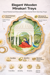 Plateau en céramique peint à la main avec des motifs miniatures traditionnels indiens, design côtier, plateau décoratif pour servir et exposer - Product Image 6