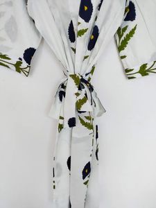 Women's Cotton Robe Handmade Block Print Kimono Nightwear Dress Floor-Length Bridesmaid Gown Comfortable Beachwear Washable - Product Image 2