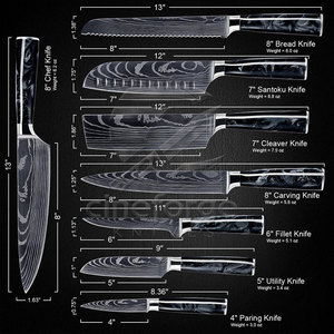 Ensemble de couteaux de chef en damas personnalisés en gros, fabrication de qualité, légers - Product Image 5