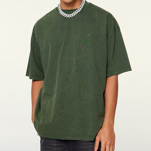 Vintage lavage à l'acide t-shirts hommes Streetwear col montant Boxy Fit surdimensionné t-shirt impression personnalisée - Product Image 2