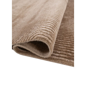 Aprezo Abstract Pattern Hand Knotted <b>Wool</b> & Bamboo Silk Rug Beige & <b>Brown</b>-for Home Use Esk-379 - Product Image 2