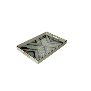 Plateau de service écologique en bois pour fruits avec poignée en métal pour la maison, hôtel, plateau de petit-déjeuner, prix fabricant de bonne qualité - Product Image 3