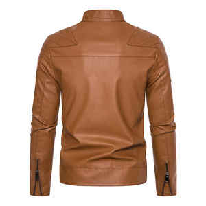 Top Fashion High Street Style Chaqueta de cuero de vaca de invierno Collar de soporte para hombres Custom OEM Chaquetas de motocicleta al por mayor - Product Image 3