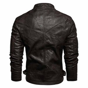 Chaqueta de cuero de calidad superior para hombre, logotipo personalizado, lona transpirable, cuello levantado, Amarillo, a prueba de viento para invierno, recién llegado - Product Image 2