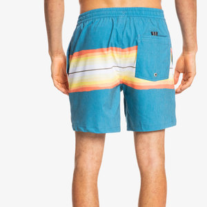 Pantalones cortos de playa para hombre con acabado resistente al agua y sensación ligera a rayas, pantalones cortos de playa para hombre con cintura ajustable con cordón - Product Image 5