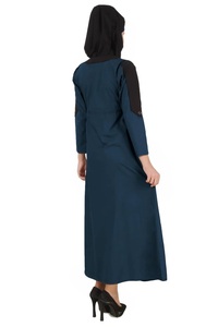 Robe longue Abaya modeste à col rond, manches longues, couleur unie, longueur ras du sol, pour femme, tenue de soirée/formelle islamique, en crêpe, taille naturelle, simple - Product Image 3